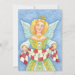 Convites Anjo de Natal de desenho animado fofo com auréola