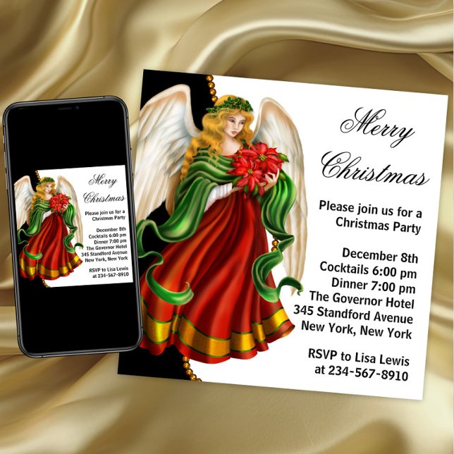 Convites Anjo de Natal Festa de Natal (Angel Christmas party invitation. Any occasion. Download and printed available. )