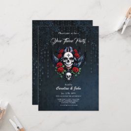 Convites Anjo do Crânio de Açúcar com Rosas.