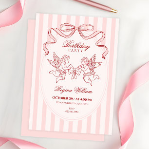 Convites Anjo do Cupido rosa aniversário
