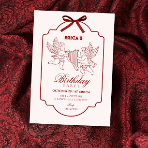 Convites Anjo elegante cupido música aniversário