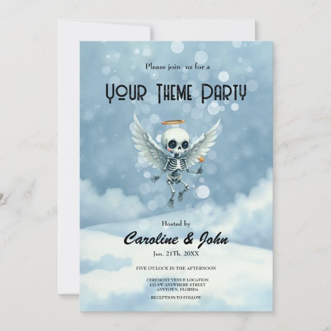Convites Anjo Esqueleto – O Lado Doce da Vida Após a Morte. (Frente)