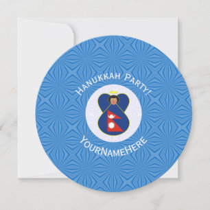 Convites Anjo Nepalês Bandeira do Hanukkah Personalizada