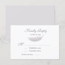 Anjo Pena Lilás Branco Cinza Casamento RSVP