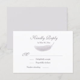 Convites Anjo Pena Lilás Branco Cinza Casamento RSVP