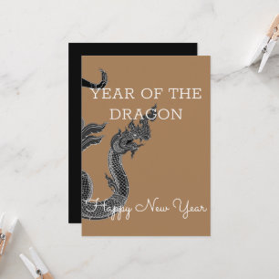 Convites Anjo preto branco do dragão tailandês, ano do drag