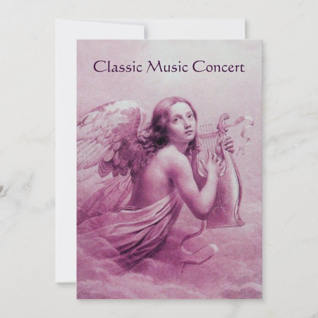 Convites ANJO TOCANDO LIRA SOBRE AS NUVENS,champagne (Frente)