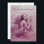 Convites ANJO TOCANDO LIRA SOBRE AS NUVENS,champagne<br><div class="desc">Design elegante,  artístico e clássico  pintura em aquarela em cores branco rosa roxo fúcsia reelaborada a partir da arte fina italiana do século XVIII. Versão de papel metálico champanhe.</div>