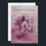 Convites ANJO TOCANDO LIRA SOBRE AS NUVENS,champagne<br><div class="desc">Design elegante,  artístico e clássico pintura em aquarela em cores branco rosa roxo fúcsia re-elaborado a partir da arte fina italiana do século XVIII. Versão de papel metálico champanhe.</div>