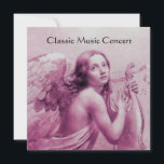Convites ANJO TOCANDO LIRA SOBRE AS NUVENS, Monograma<br><div class="desc">Design elegante,  artístico e clássico  pintura em aquarela em cores branco rosa roxo fúcsia reelaborada a partir da arte fina italiana do século XVIII.</div>