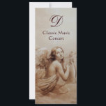 Convites ANJO TOCANDO LIRA SOBRE AS NUVENS, Monograma<br><div class="desc">Design elegante,  artístico e clássico  pintura em aquarela em cores sépia branca,  marrom reelaborada a partir da arte fina italiana do século XVIII. Versão em papel metálico champanhe.</div>