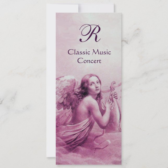 Convites ANJO TOCANDO LIRA SOBRE AS NUVENS, Monograma (Frente)