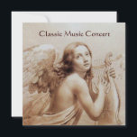Convites ANJO TOCANDO LIRA SOBRE AS NUVENS,Monograma<br><div class="desc">Elegante,  artístico e clássico design pintura aquarela em cores sépia branca,  marrom reelaboradas a partir da arte fina italiana do século XVIII.</div>