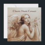 Convites ANJO TOCANDO LIRA SOBRE AS NUVENS,Monograma<br><div class="desc">Elegante,  artístico e clássico design pintura aquarela em branco sépia,  cores marrons reelaboradas da arte fina italiana do século XVIII.</div>