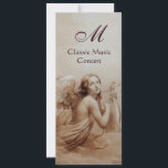 Convites ANJO TOCANDO LIRA SOBRE AS NUVENS, Monograma Doura<br><div class="desc">Desenho elegante,  artístico e clássico  pintura aquarela em cores sépia branca,  marrom reelaborada a partir de belas artes italianas do século XVIII. Versão em papel metálico dourado.</div>