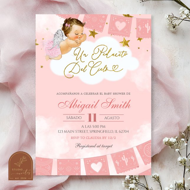 Convites anjos peça espanhola do céu mexicano baby shower (Criador carregado)