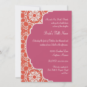 Convites AnnaLiese Damask - Tangerine n Watermelon Invite