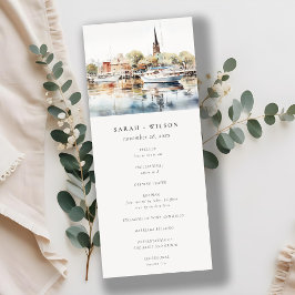 Convites Annapolis Maryland Watercolor Wedding Program