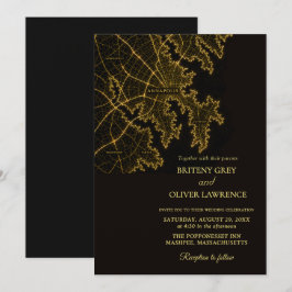 Convites Annapolis MD Baía de Chesapeake casamento dourado