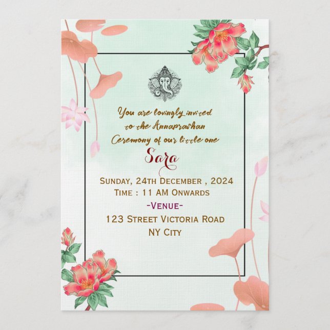 Convites Annaprashan Ceremony Invitations  (Frente)