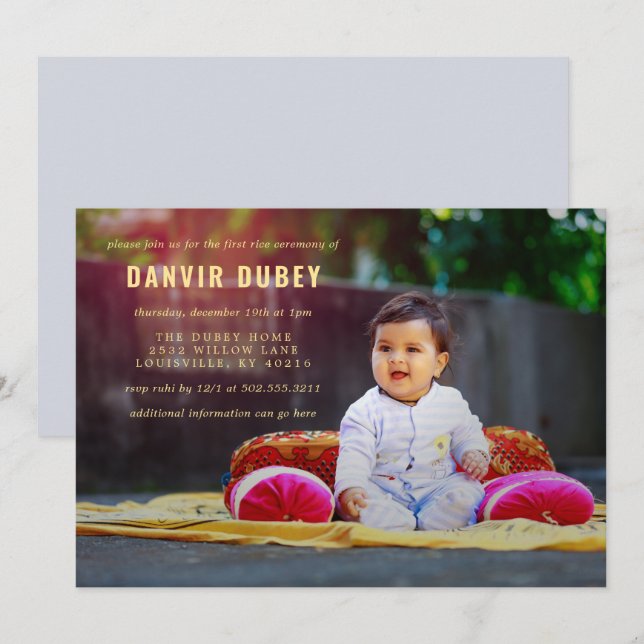 Convites Annaprashan First Rice Ceremony Foto (Frente/Verso)