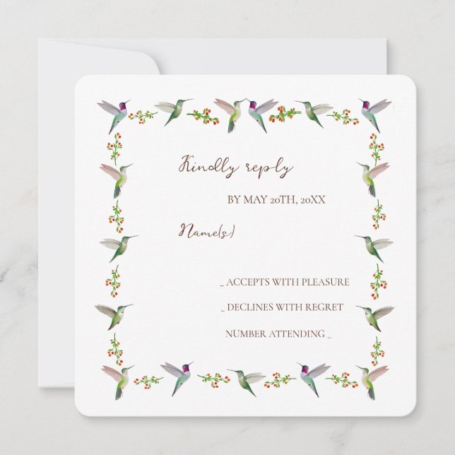 Convites Anna's Hummingbird RSVP (Frente)
