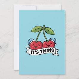 Convites Annonce Jumeaux Garçons It's Twins Cerises Bonnets