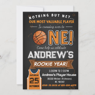 Convites Ano de Novato Basquete de Primeiro Aniversário Pes