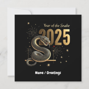 Convites Ano do Cobra 2025 - Zodiac Chinês Personalizável