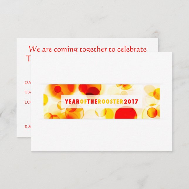 Convites ano do galo de 2017 (bokeh) (Frente/Verso)