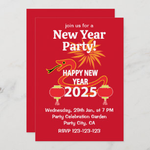 Convites Ano Novo Chinês 2025 Cobra Chinês Ano Novo