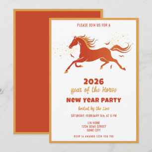Convites Ano Novo Chinês 2026 Cavalo Tinta Festa de Ano Nov