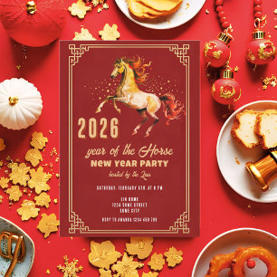 Convites Ano Novo Chinês 2026 Festa do Ano Novo do Cavalo