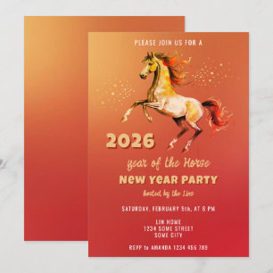 Convites Ano Novo Chinês 2026 Festa do Ano Novo do Cavalo