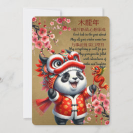 Convites Ano Novo Chinês - Bonito Ano-Panda do Dragão
