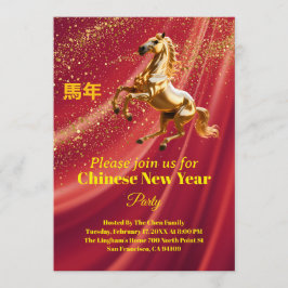 Convites Ano Novo Chinês Festivo Personalizado Vermelho e D