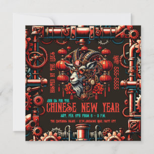 Convites Ano Novo Chinês Steampunk do Bode