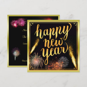Convites Ano Novo do Feliz ano novo e do Fireworks