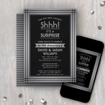 ANO Surpresa Aniversário Elegante Negra-Prata