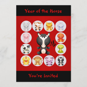Convites Ano Zodíaco Chinês da Festa de aniversário