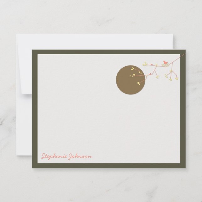 Convites Anojamento De Pássaro E Bebê Familiar Obrigado Not (Frente)