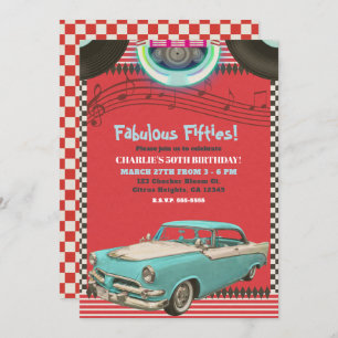 Convites Anos 50 Retro Vintage Classic Car 50 50 Party