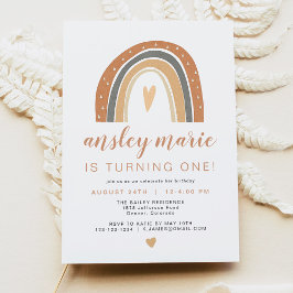 Convites ANSLEY | Boho Burnt Orange Rust Rainbow Birday