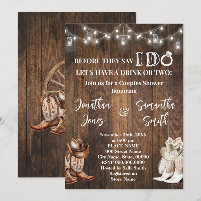 Convites Antes de dizer que eu faço Casais Chá País Ocident (Frente/Verso)