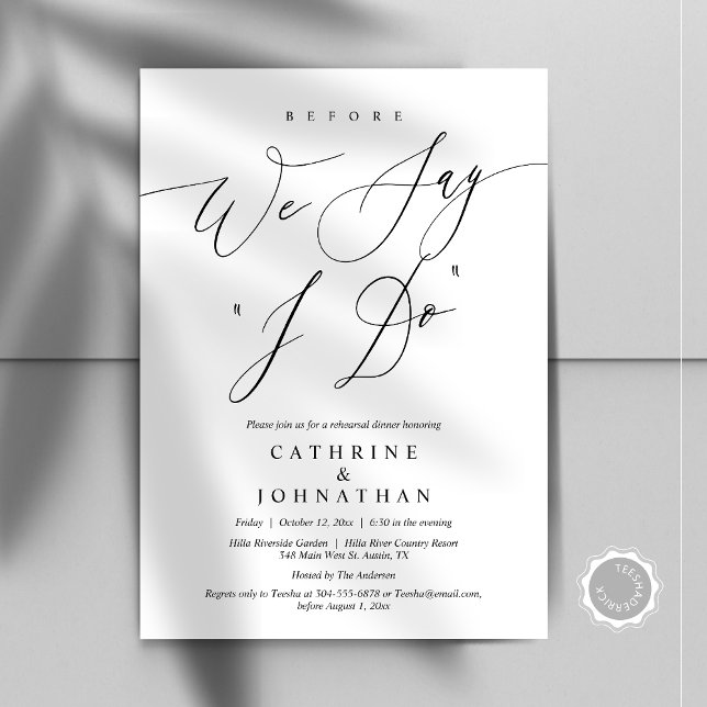 Convites Antes de dizermos "Eu faço", Janto de ensaio de ca (Before We Say "I Do", Wedding Rehearsal Dinner Invitation Card, Digital PDF JPG FIle Download )