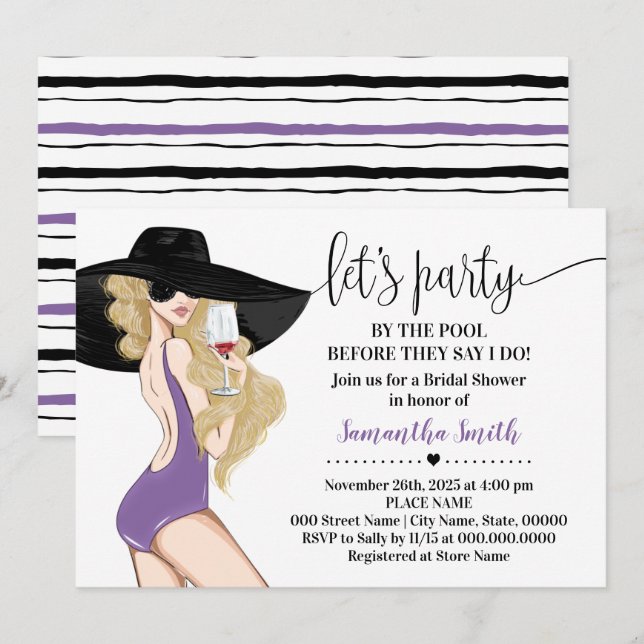 Convites Antes de fazer a festa pelo Chá de panela Piscina (Frente/Verso)