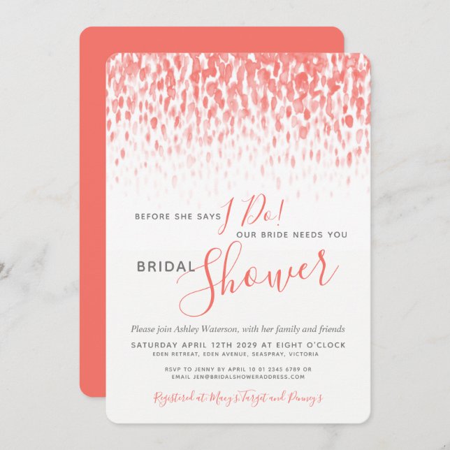 Convites Antes de fazer chá de panela de arte de aquarela (Frente/Verso)