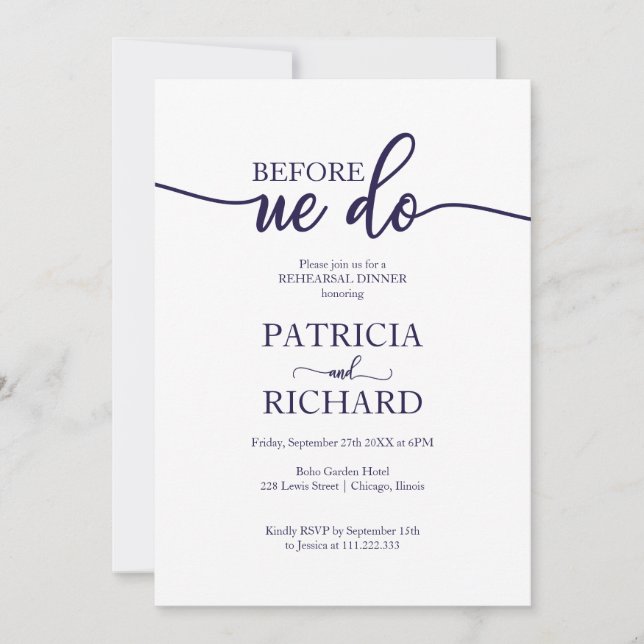 Convites Antes De Fazermos O Marinho Janto De Ensaio Branco (Frente)