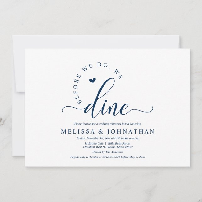 Convites Antes De Feliz Após O Janto De Ensaio De Casamento (Frente)