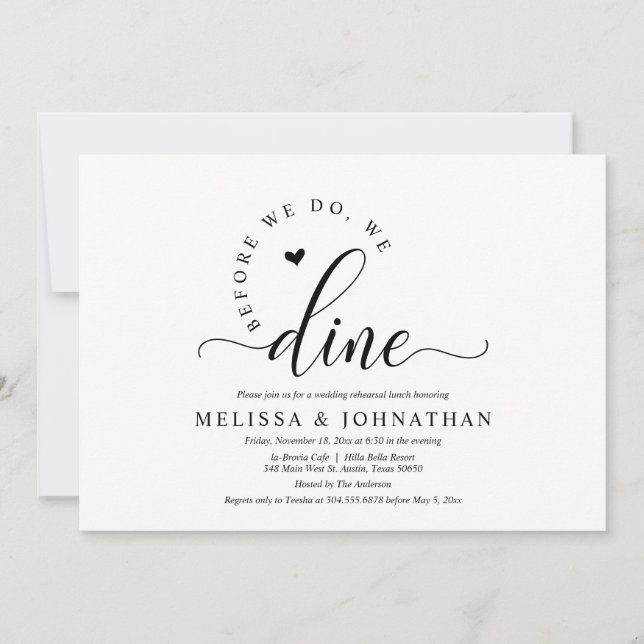 Convites Antes De Feliz Após O Janto De Ensaio De Casamento (Frente)